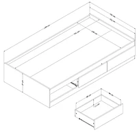 Lit matelot 3 tiroirs Simple, fini Chêne vieilli, collection Londen de Meubles South Shore