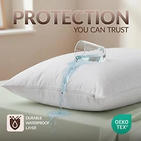 Lot de 2 protège-oreillers imperméables à fermeture éclair Beddora, format Queen, 51 x 76 cm – Protection contre les punaises de lit et les acariens, housses d'oreiller douces et silencieuses