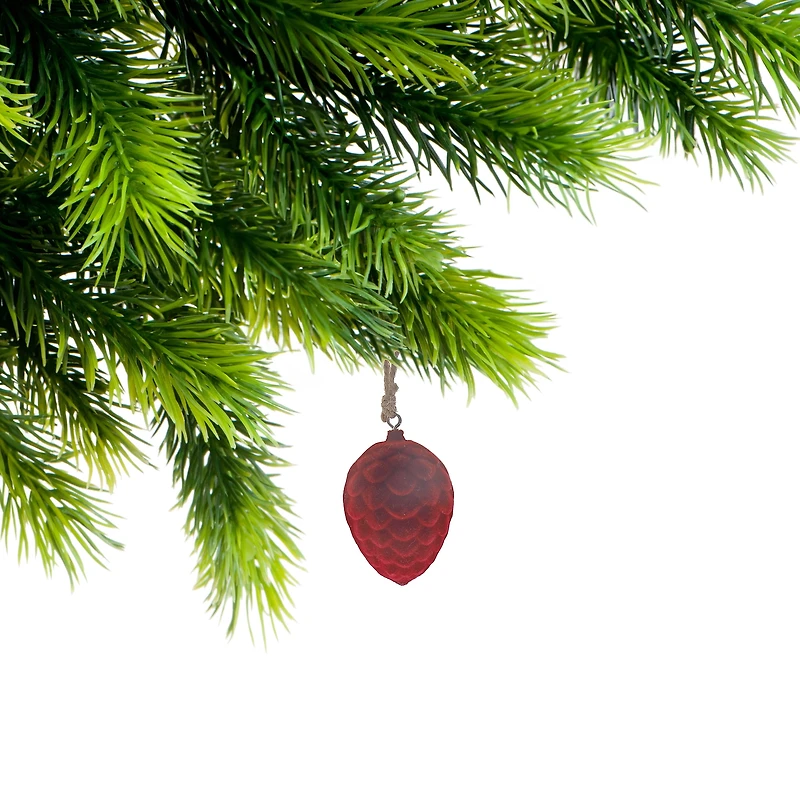 Velvet Pine Cone Ornament - Set of 12