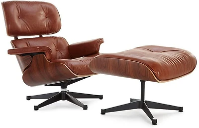 Nicer Furniture chaise longue en cuir classique moderne avec pouf
