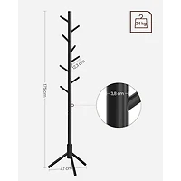 Boutique Home Adjustable Free-standing Coat Rack with 8 Hooks & 3 Height Options, Black