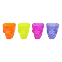 Halloween Plastic 4 Pack Skull Decorative Shot Glasses, Multi-Color, Partywares, by Way to Celebrate