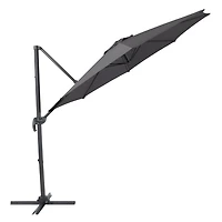 CorLiving 9.5ft Offset Tilting and Rotating Outdoor Umbrella with Aluminum and Steel Frame and Durable Canopy, Grey
