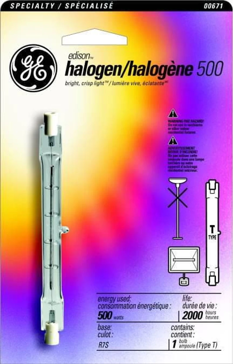 GE Halogen 500W T3 1 PK