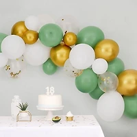 Green Gold balloon arch, Wht grn and gold balloon arch