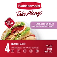 Rubbermaid TakeAlongs Square Food Storage Containers, 669 mL (2.9 Cup), Special-Edition Orchid Purple, 4 Pack