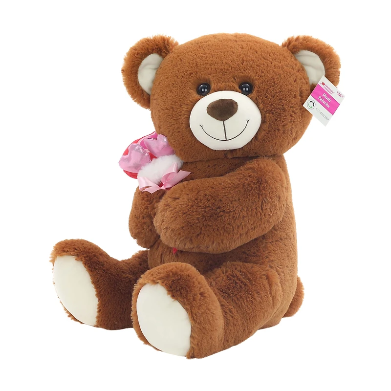 Grand ours en peluche marron de 44,5 cm avec bouquet de cœurs de la Saint-Valentin par Way to Celebrate
