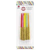 Rainbow Glitter Candles, 12CT, Rainbow Glitter Candles