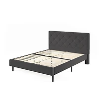 Zinus Shalini 41 inch Upholstered Platform Bed Frame, Dark Grey