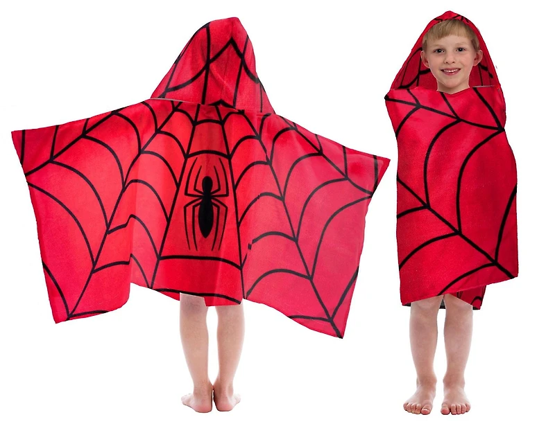 Spider-Man Serviette à Capuche pour Enfants, 100 % Coton À Capuche (55.8 x 129.5 cm)