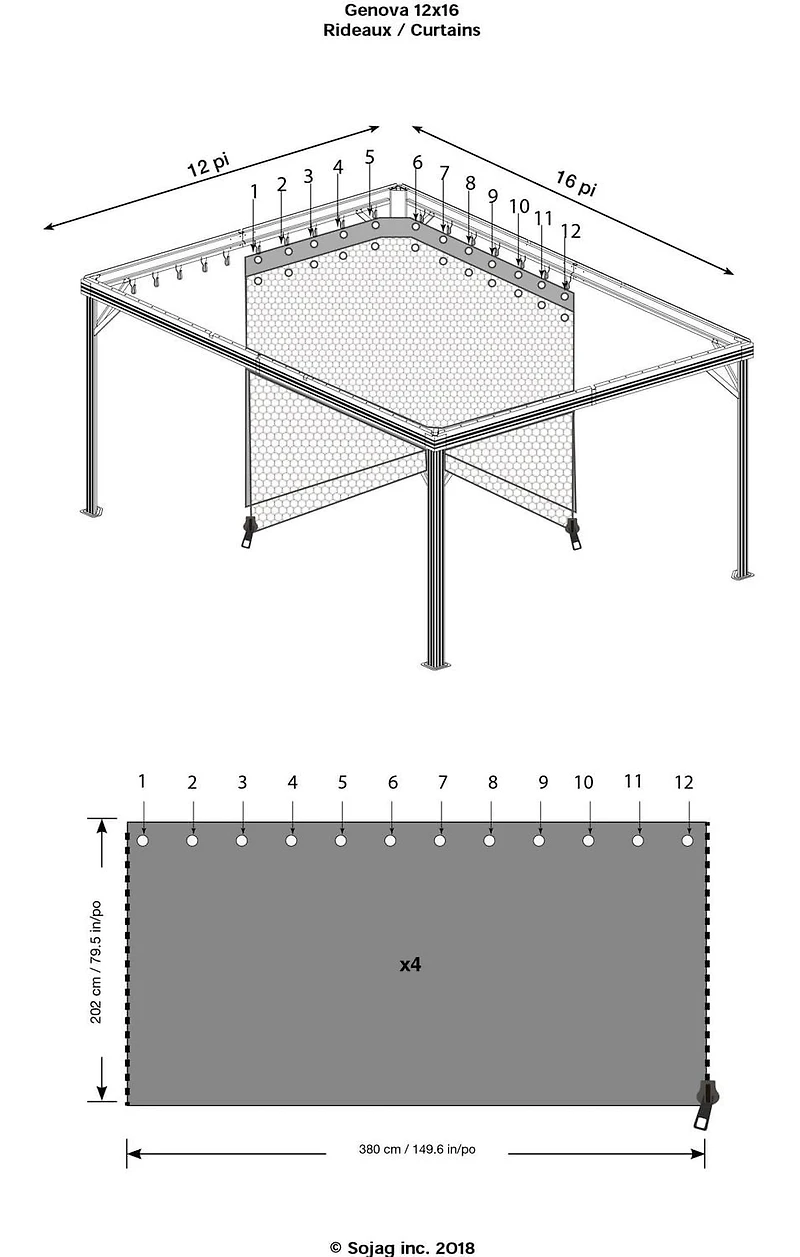 Sojag, rideaux bruns pour abri soleil Genova,