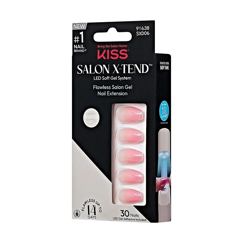 KISS Salon X-Tend Gel doux LED, Detox, Moyen Ballerine, 30u.