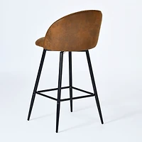 Homy Casa Modern Set of 4 Swivel Bar Stool, Comfortable 360 Degree Upholstered Seat, Stylish Faux Suede with Black Legs, Brown