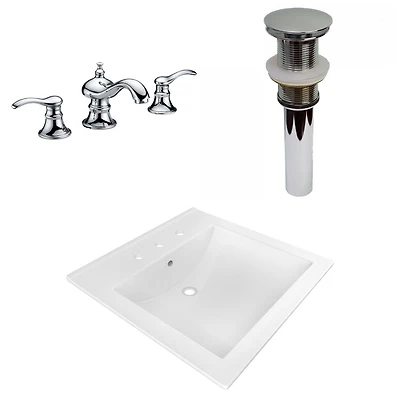 American Imaginations AI-33256 21,5 pouces WX 18.5 pouces Dessus en céramique D en couleur blanche pour 3H8-in. Robinet