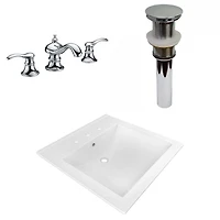 American Imaginations AI-33256 21,5 pouces WX 18.5 pouces Dessus en céramique D en couleur blanche pour 3H8-in. Robinet