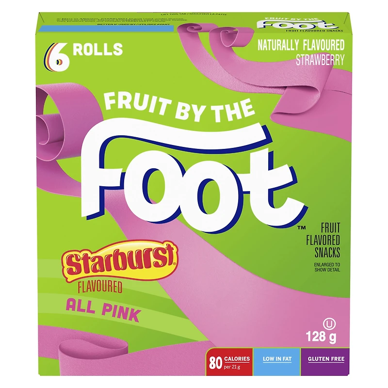 Fruit By The Foot by Betty Crocker Gluten Free Starburst Flavoured, 6 rolls, 128 g