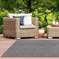 6 ft x 8 ft Light Grey Needlepunch Indoor Outdoor Patio Rug
