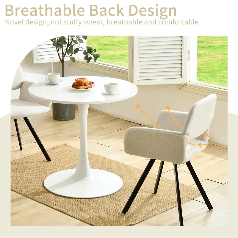 Homy Casa Set of 2 Upholstered Office Desk Chair with Swivel Base Armrests for Modern Home Office, Beige Fabric