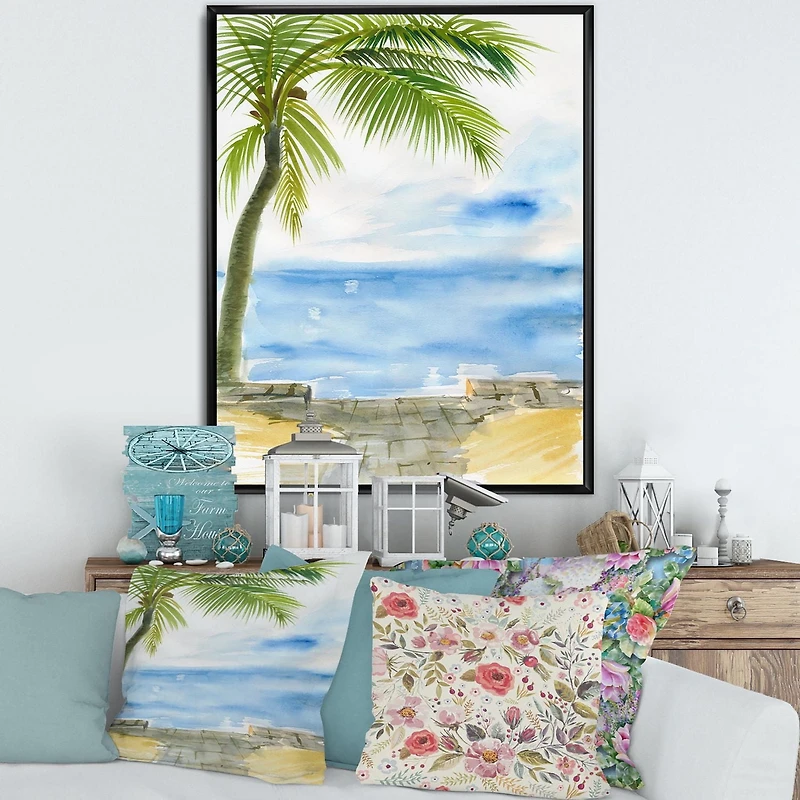 Designart Palm Beach Resort At Dawn II FLOAT FRAME WALL ART