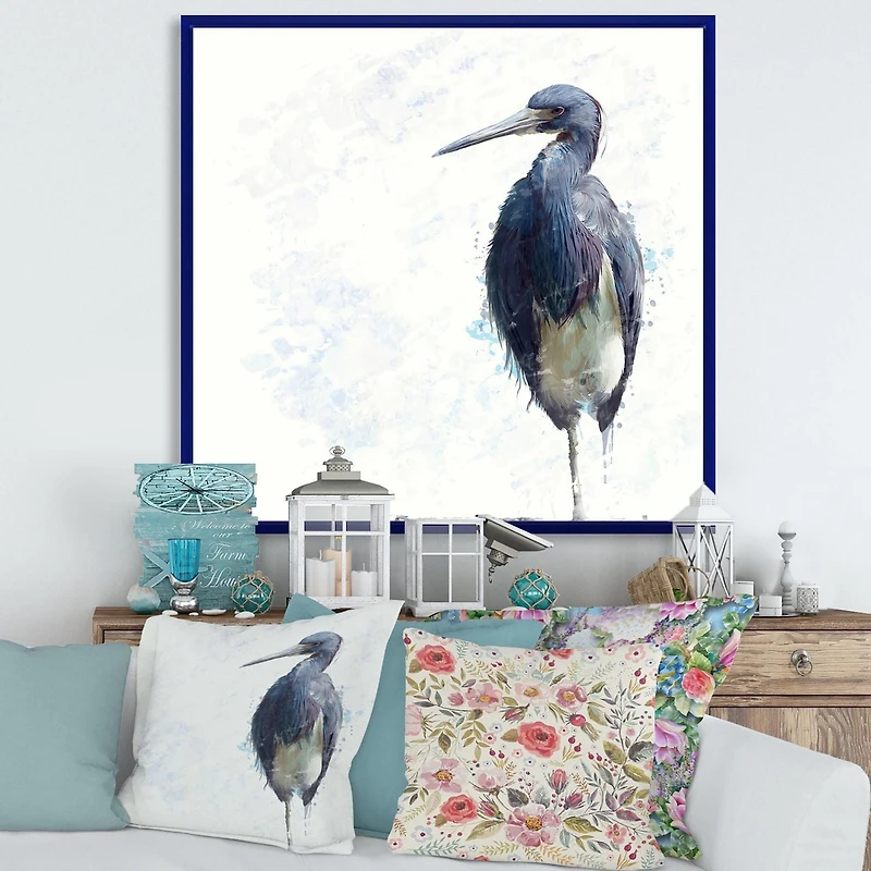 Designart Tricolored Heron Bird FLOAT FRAME WALL ART