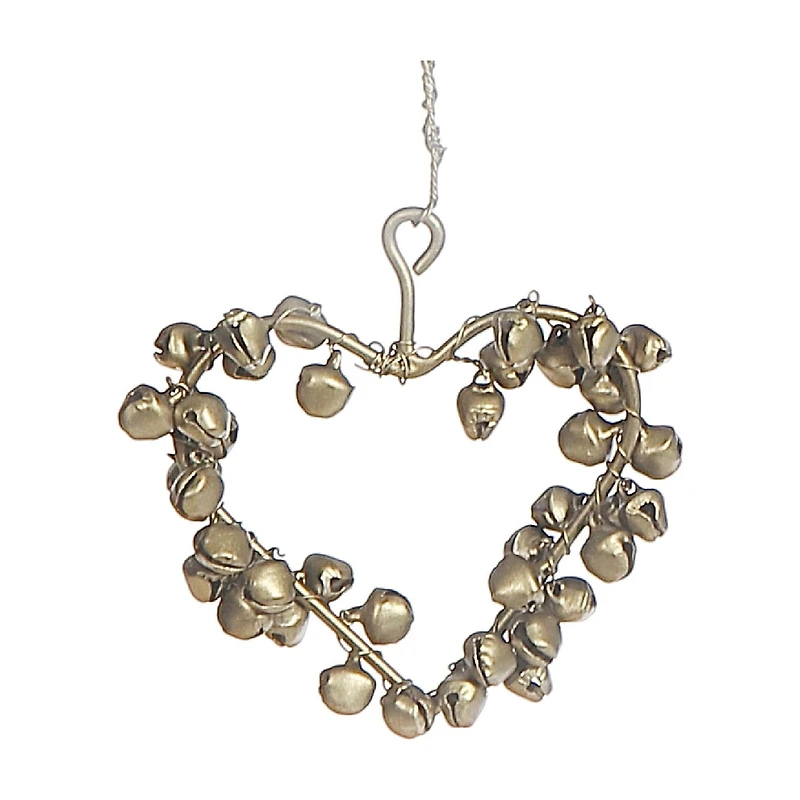 Metal Hanging Ornament Bell Heart - Set of 4