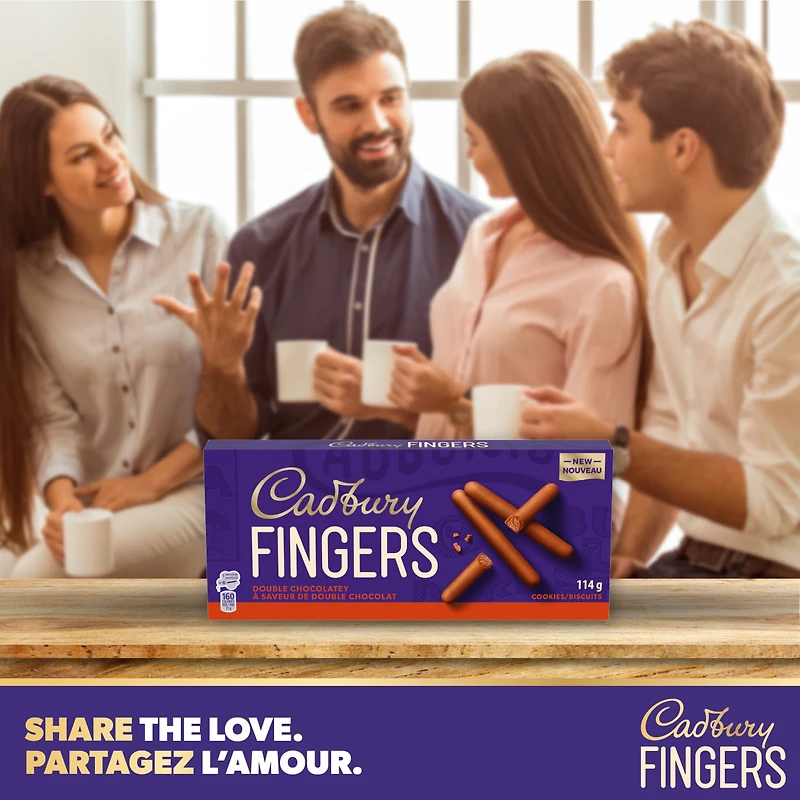 CADBURY FINGERS DOUBLE CHOCOLATEY, Chocolatey Cookie Biscuits, Sweet Treat, Decadent Snack, 114 g