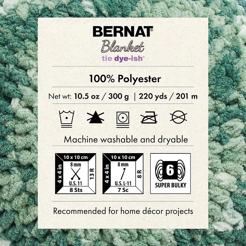 Bernat® Blanket Tie Dye-ish™ Yarn (2 Pack), Polyester #6 Super Bulky, 10.5oz/300g, 220 Yards Value 2-Pack Blanket Yarn