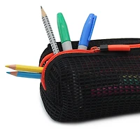 Pen+Gear Sporty Pencil Pouch in Black Mesh with Orange Zip