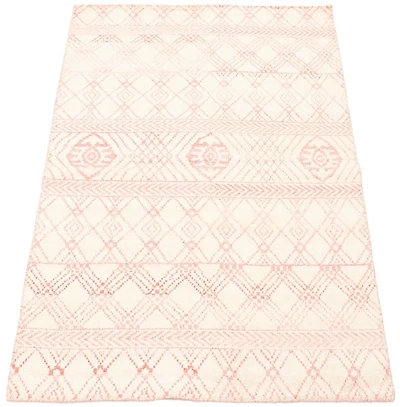 ECARPETGALLERY 4'10" x 7'9"  Geometric La Seda Hand-knotted Area Rug for Living Room, Dining Room and Bedroom in Ivory