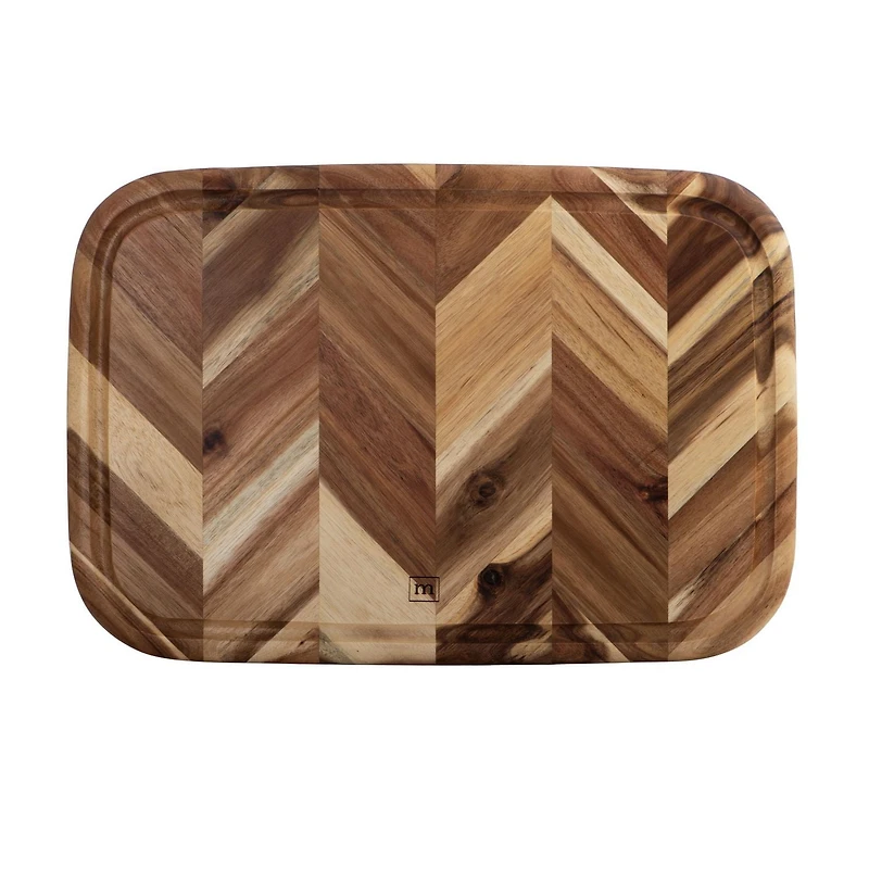 Architec 13 x 19 Herringbone Acacia Wood Cutting, Carving, and Serving Board