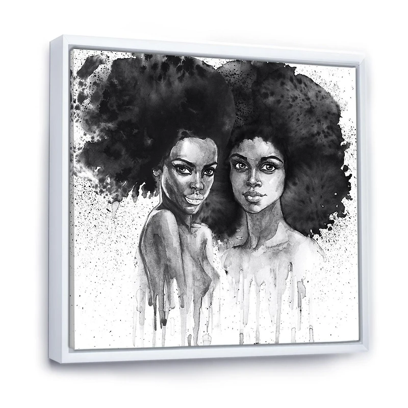 Designart Portrait of African American Woman XI FLOAT FRAME WALL ART