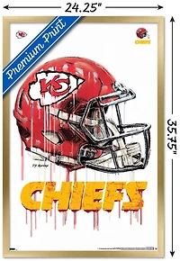 NFL Kansas City Chiefs - Drip Helmet 20 Wall Poster, 14.725" x 22.375" Framed