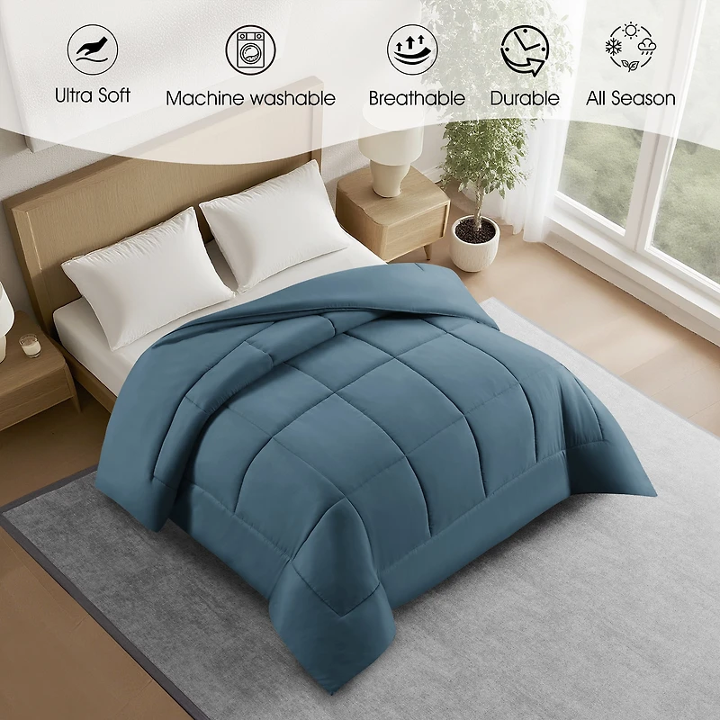 Swift Home High-Filled Down Alternative Comforter, Ultra Soft All Season Hypoallergenic Bedding, Twin, Blue