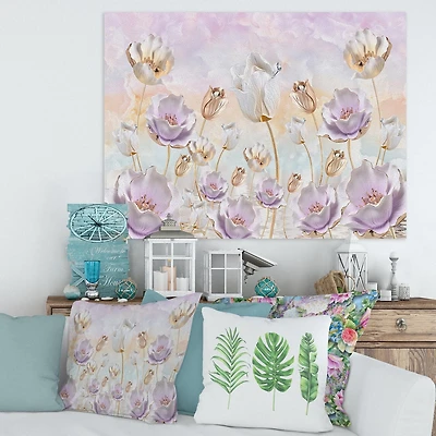 Designart Blossoming Flowers In Pastel Tones Canvas Wall Art