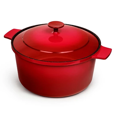 Granitestone Diamond 5 Quart Dutch Oven Pot with Lid, Ultra Nonstick & Durable Mineral & Diamond Surface, Self-Basting Lid, Metal Utensil Safe, Oven & Dishwasher Safe, 100% PFOA Free, Red