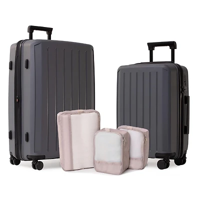 5-Piece Hardside Luggage Set: 28" Spinner Suitcase, 20" Carry-On & 3 Packing Cubes
