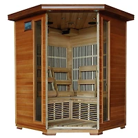 Radiant Saunas 3-Person Cedar Corner Infrared Sauna with 7 Carbon Heaters