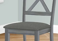 Monarch Specialties Dining Chair, Set Of 2, Side, Upholstered, Kitchen, Dining Room, Grey Fabric, Grey Wood Frame, Transitional