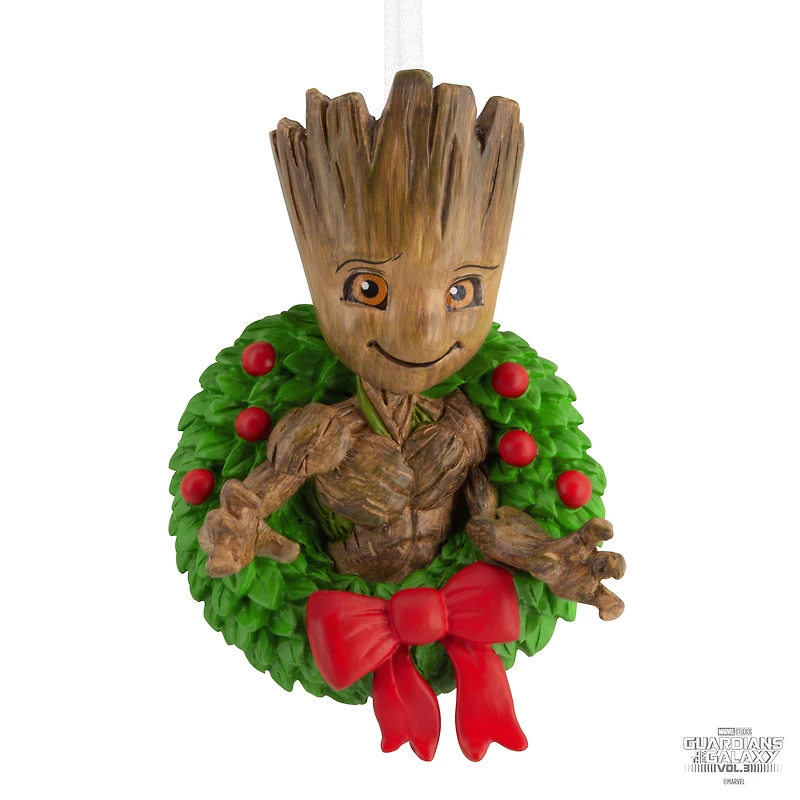 Décoration Hallmark de Noël (Groot sur une couronne de Noël, Les gardiens de la Galaxie, Marvel)