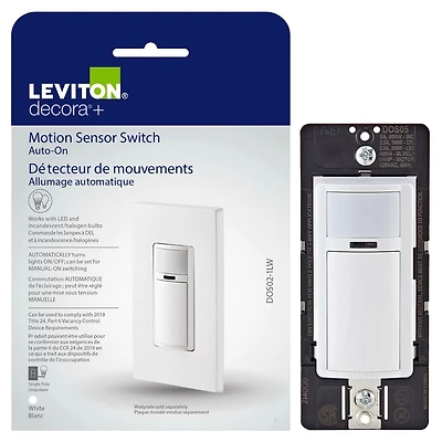 Decora Motion Sensor In-Wall Switch 2A Single Pole in White, 180° PIR Automatic-on Wallbox Sensor