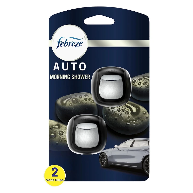 Febreze AUTO Air Freshener Vent Clip Morning Shower Scent Car Vent Clip