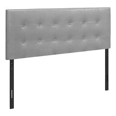Monarch Specialties Lit, Tête De Lit Seulement, Taille Réelle, Chambre À Coucher, Rembourré, Pu D'aspect Cuir, Gris, Transitionnel