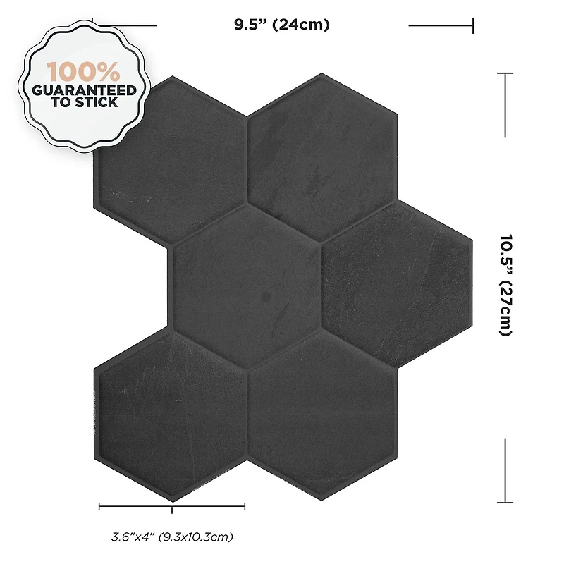 Smart Tiles Tuiles autocollante murale, Hexa Walton, Pqt-4, 9.56in x 10.61in