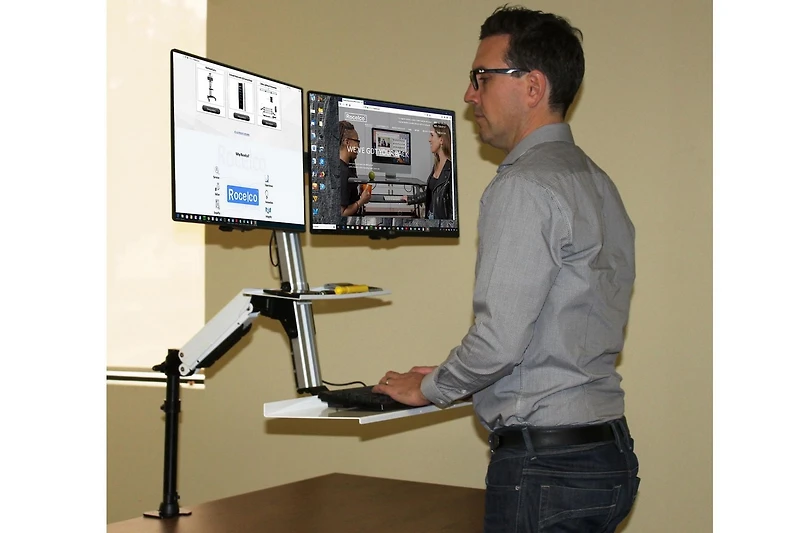 Rocelco Ergonomic Floating Desk with Monitor Arm & Tray