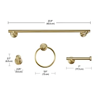 Napoli 4-Piece Matte Brass Bathroom Hardware Accessory Kit, 91009106<br>