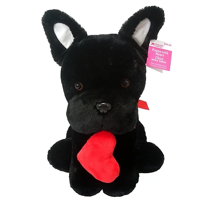 Way To Celebrate Valentine's day plush 10'' black dog with heart