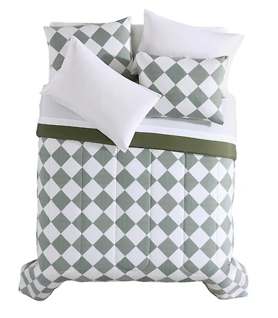 Mainstays Checkers 7-Piece Bed in a Bag Set, Double – Back to School!, Size:T/5pc, D/7 pc Q/7 pc