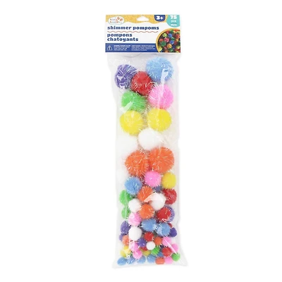 PETITES MAINS Pompons scintillants — 75 pièces, assortis 12,7–38,1 mm, 3 ans et plus POMPOM SHIMMER 75PCS