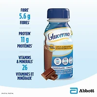 Boisson nutritive Glucerna, Substitut de repas, Alimentation complète et équilibrée pour les personnes diabétiques, Chocolat, 6 x 237 mL Alimentation complète et équilibrée