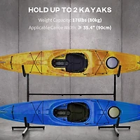 Soozier Freestanding Kayak Storage Rack for 2 SUP, Canoe, or Paddleboard